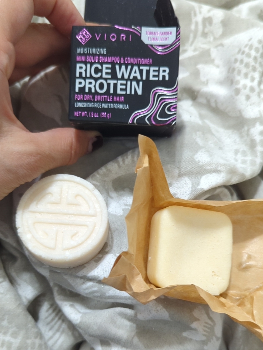 Rice Water Protein Moisturizing Mini Solid Shampoo & Conditioner - Cream
